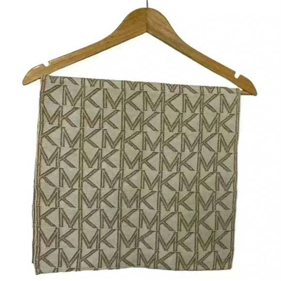 Michael Kors Womens Infinity Scarf Metallic Gold and Cream-NWOT - Picture 4 of 5